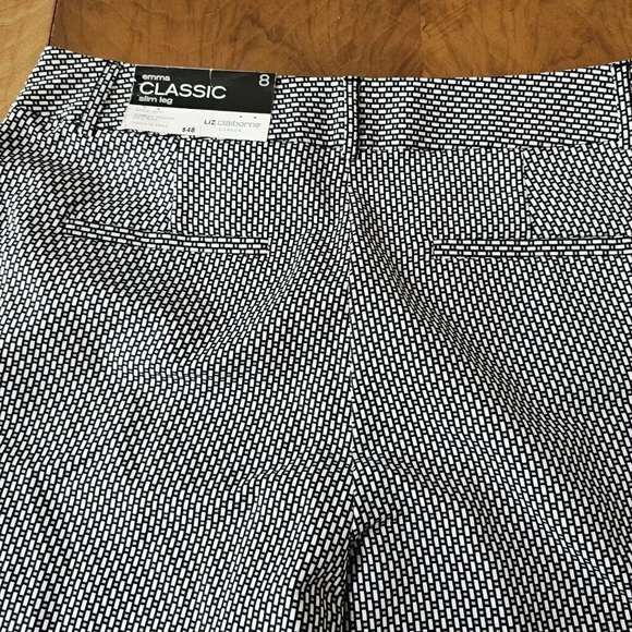 Liz Claiborne Emma Classic Ankle Womens Dress Pants Size 8 Black White NWT - Picture 13 of 14